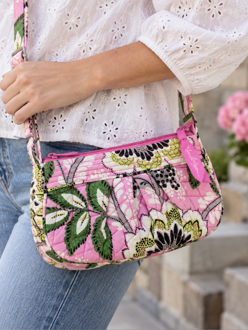 Vera Bradley Frannie Priscilla Pink Floral Crossbody Bag Retired 2012